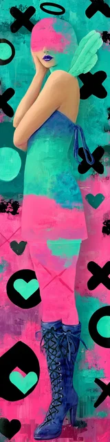 Free angel bookmark featuring covered eyes angel pink and blue